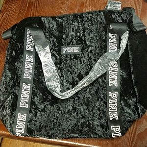 Victorias secret black velvet mini duffle bag